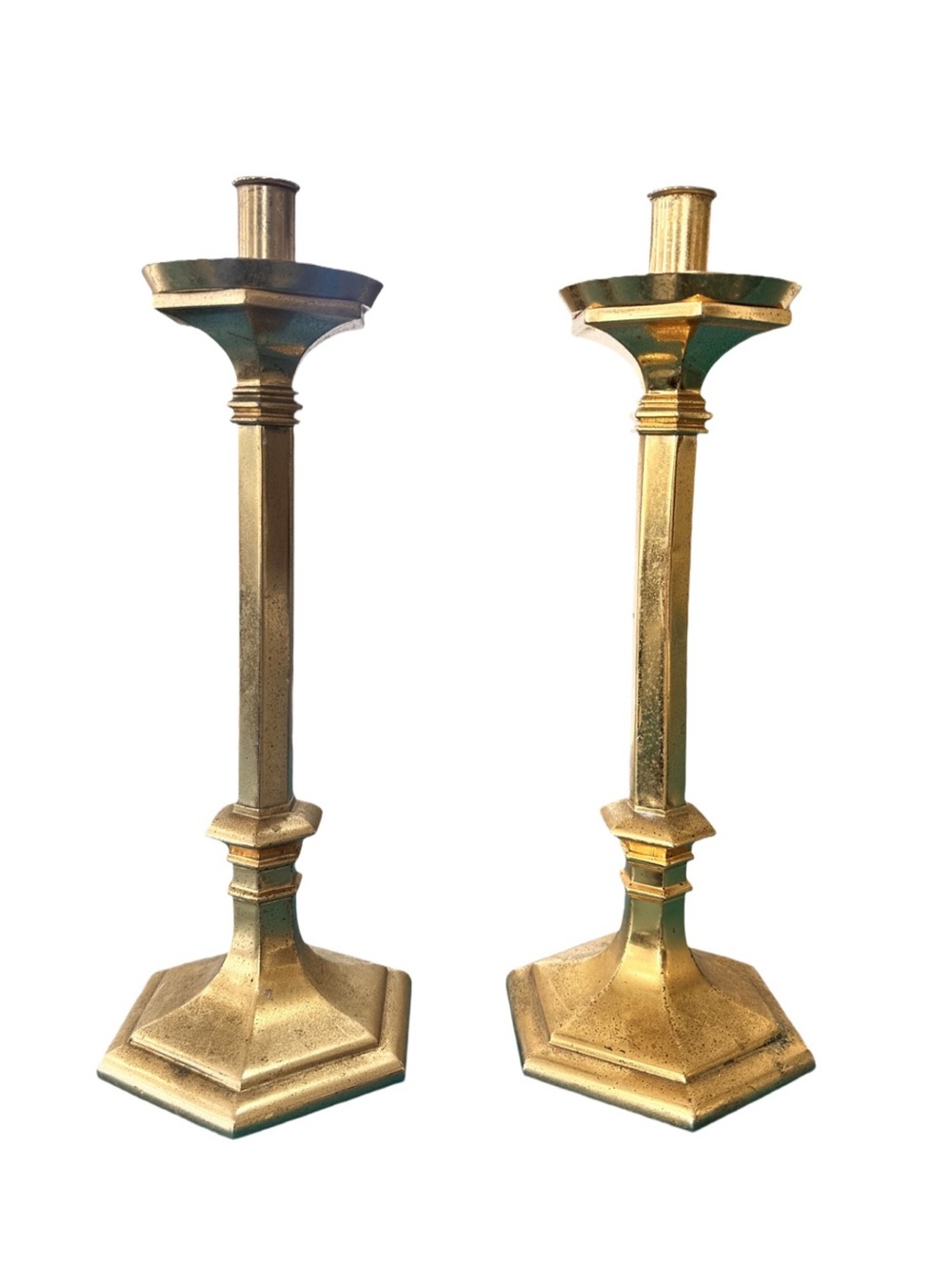 Brass Candle Holders Pair - Gold Finish Home Accent vintage 18 inch Large